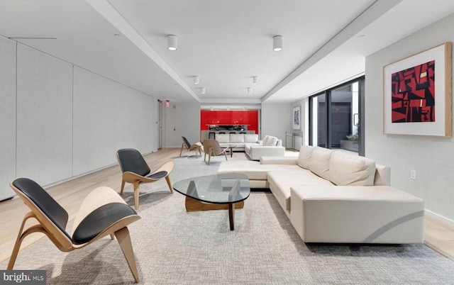 living room with light wood-type flooring