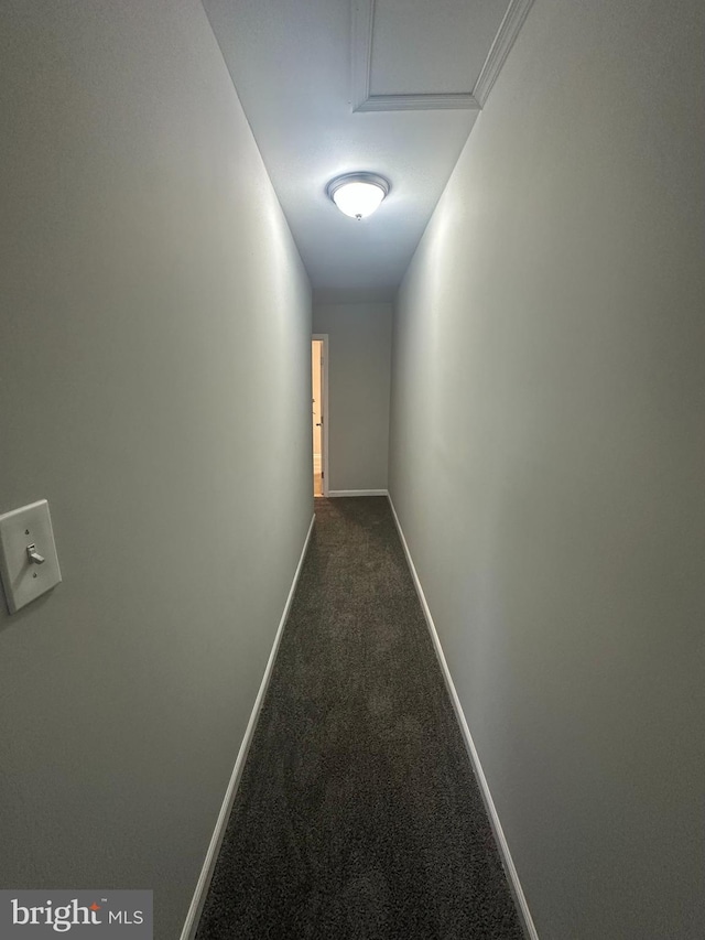 corridor with dark carpet