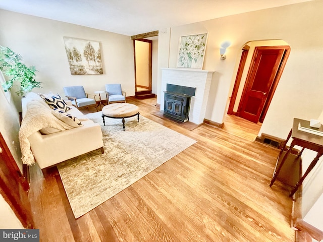 living room with wood-type flooring