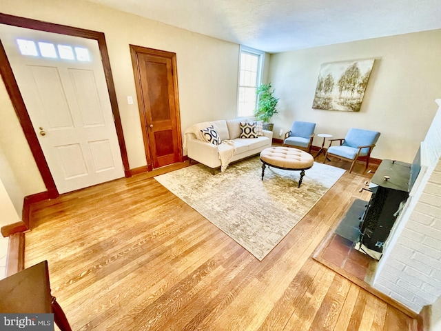 living room featuring light wood-type flooring