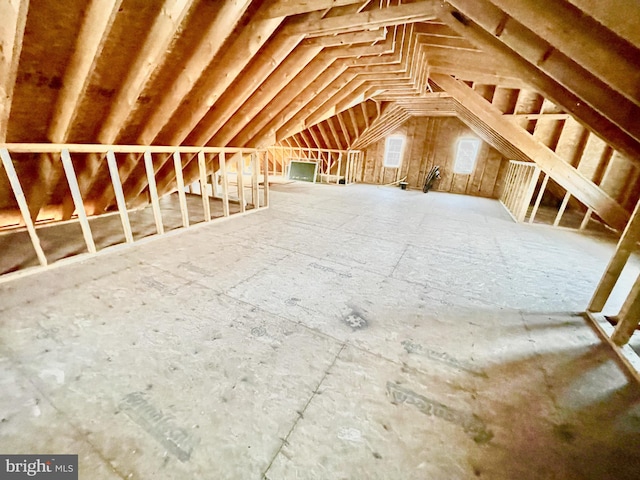 view of unfinished attic