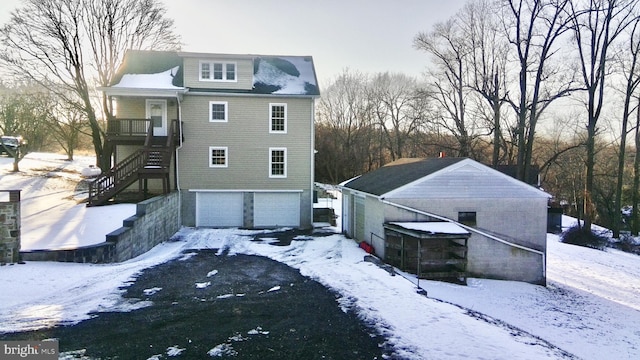 exterior space featuring a garage