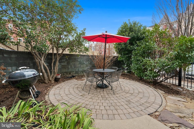 view of patio with area for grilling