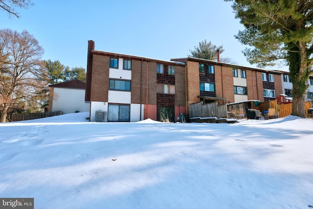 view of snow covered building