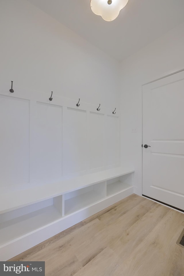 mudroom featuring wood-type flooring