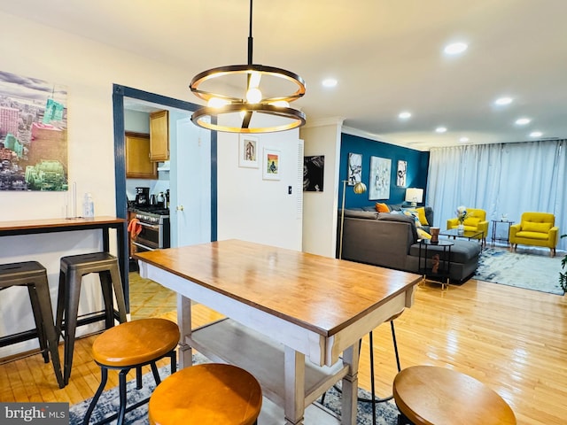 dining room with light wood-type flooring