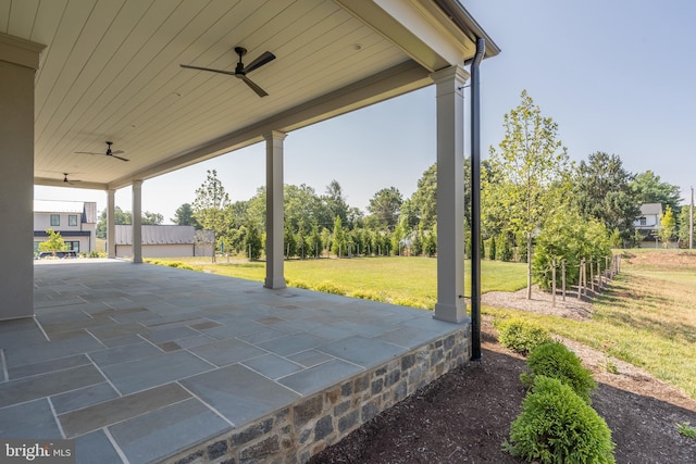 view of patio / terrace with ceiling fan