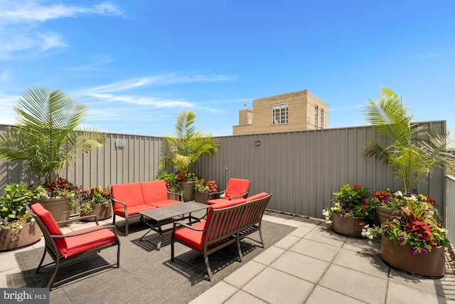 view of patio / terrace featuring an outdoor hangout area