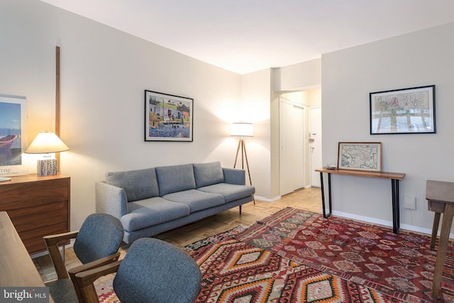 living room with light parquet flooring