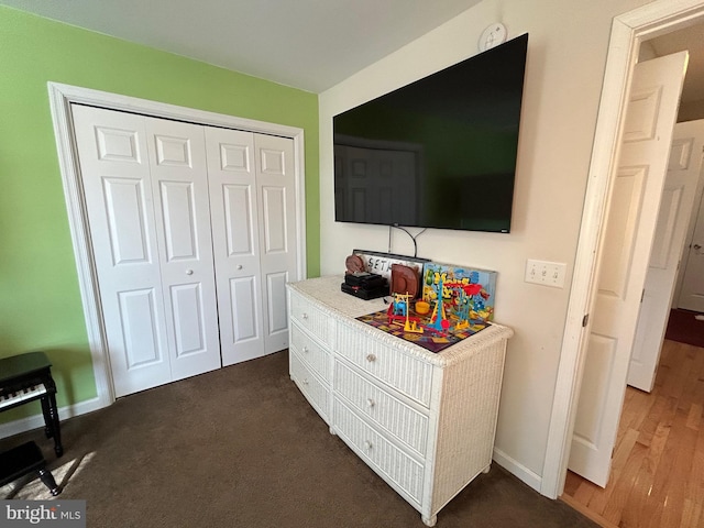 rec room with a closet