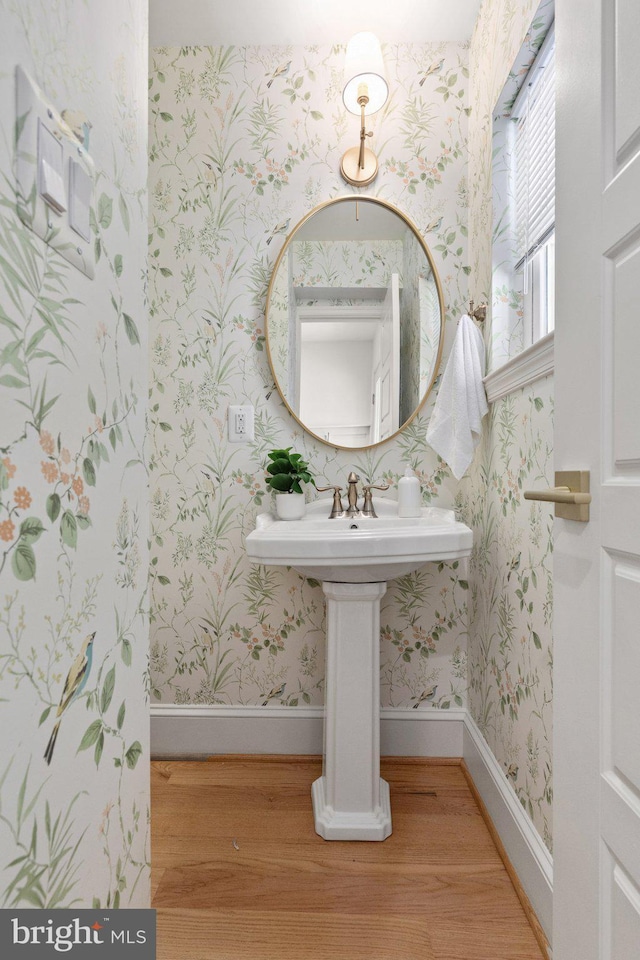 bathroom featuring wood-type flooring