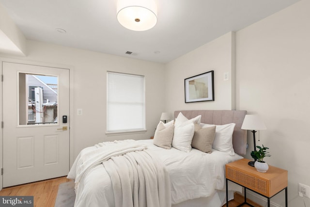 bedroom featuring light hardwood / wood-style flooring