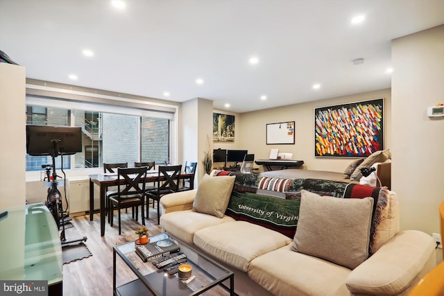 living room featuring light hardwood / wood-style flooring