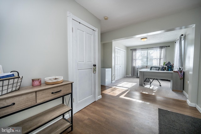 office with hardwood / wood-style floors