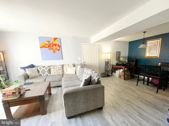 living room with hardwood / wood-style floors