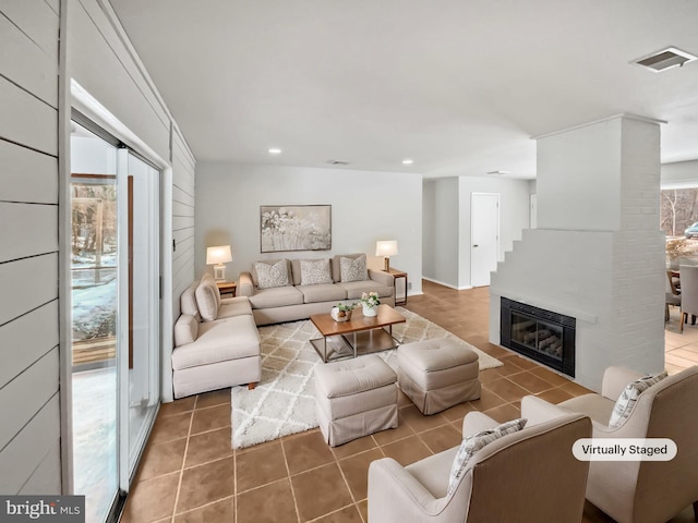 view of tiled living room