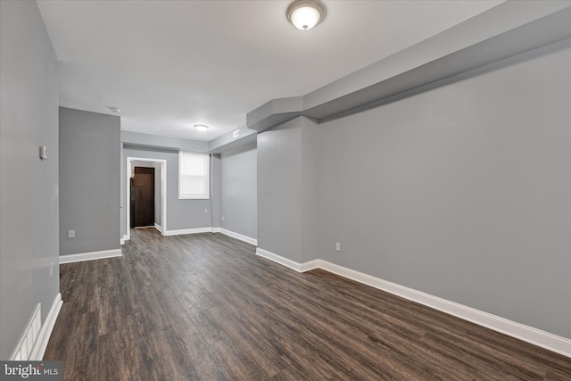 spare room featuring dark hardwood / wood-style flooring