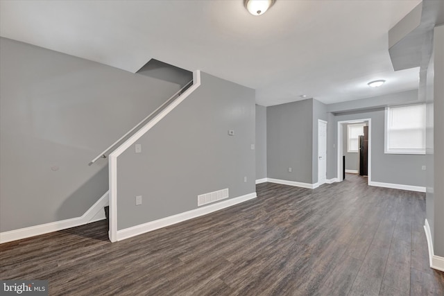 unfurnished living room featuring dark hardwood / wood-style flooring