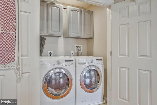 laundry room with cabinets and separate washer and dryer