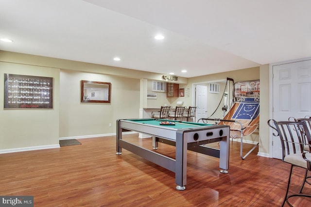 recreation room featuring hardwood / wood-style flooring and billiards