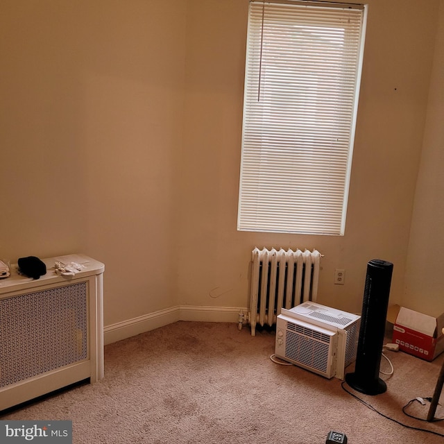 misc room with radiator and carpet floors