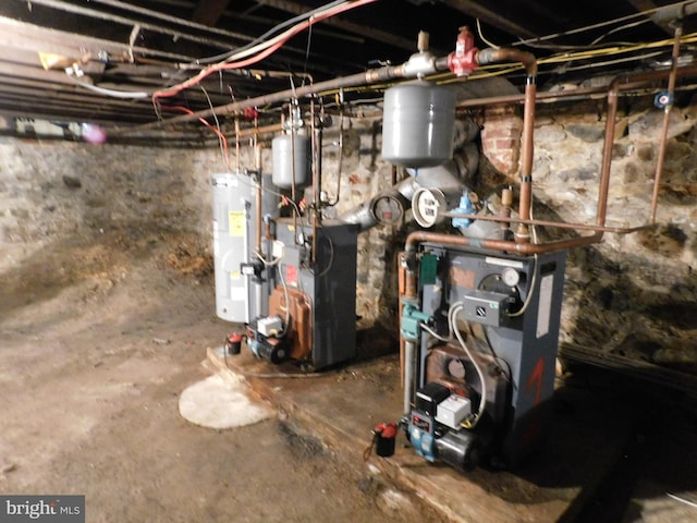 utility room with electric water heater