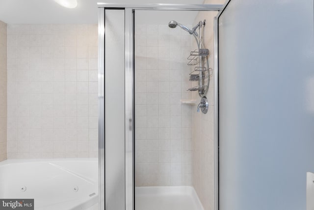 bathroom with plus walk in shower