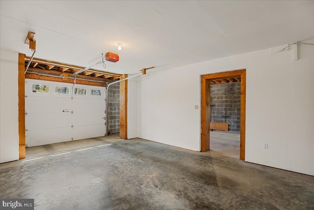 garage with a garage door opener