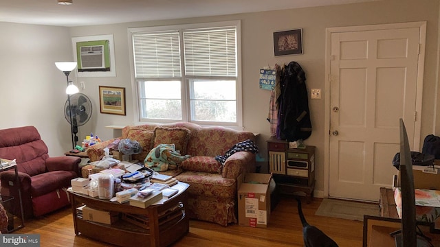 living room with light hardwood / wood-style floors