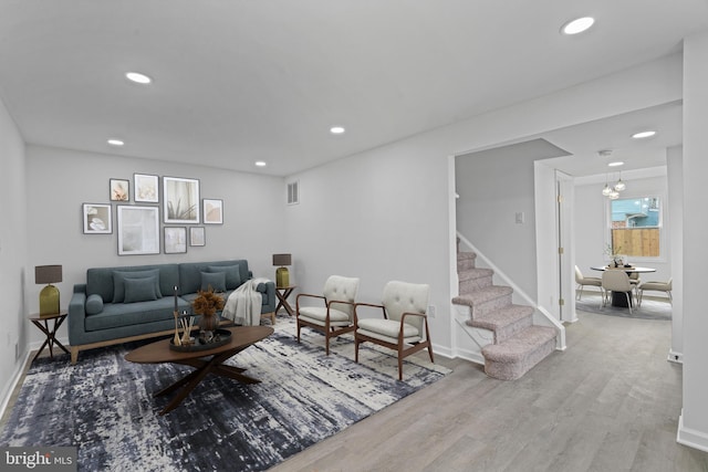 living room featuring hardwood / wood-style flooring