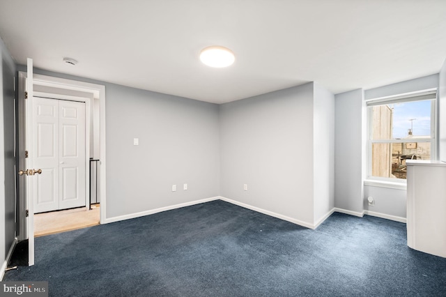 interior space with dark carpet