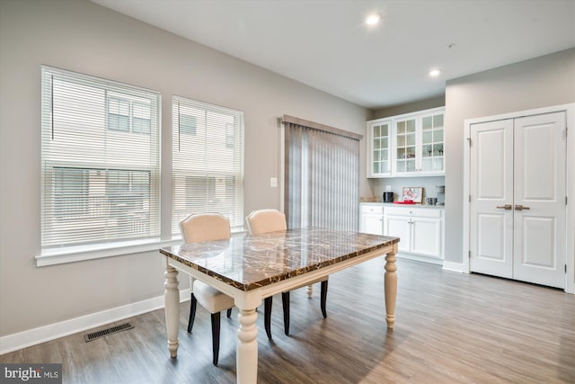 dining area featuring light hardwood / wood-style flooring