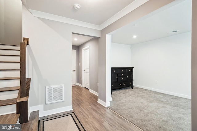 interior space with light hardwood / wood-style flooring