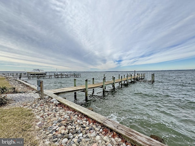 view of dock featuring a water view