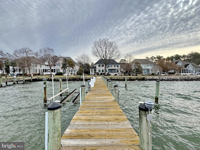 view of dock featuring a water view