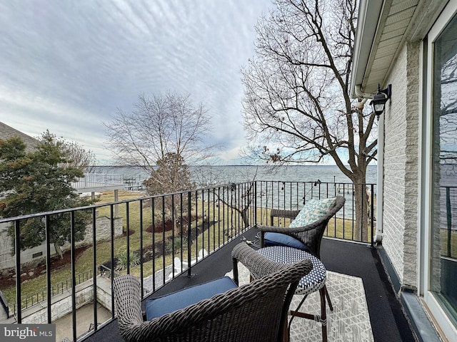 balcony with a water view