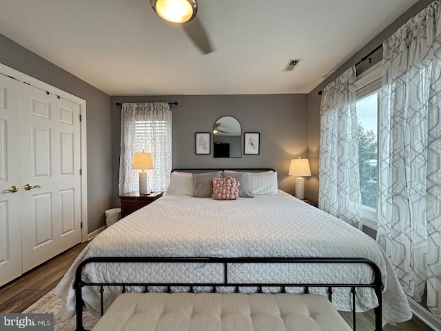 bedroom with hardwood / wood-style flooring