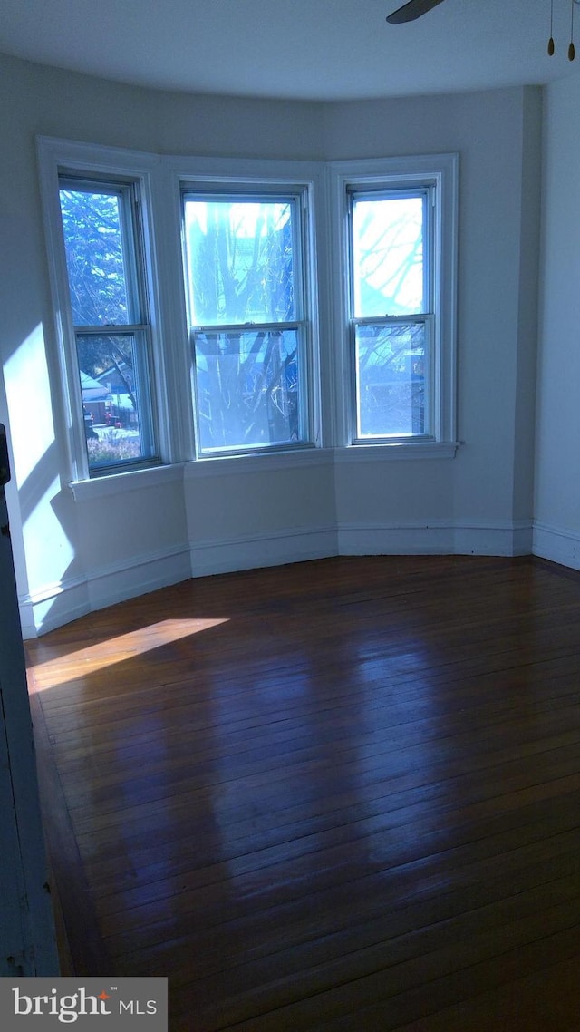 spare room with dark hardwood / wood-style flooring