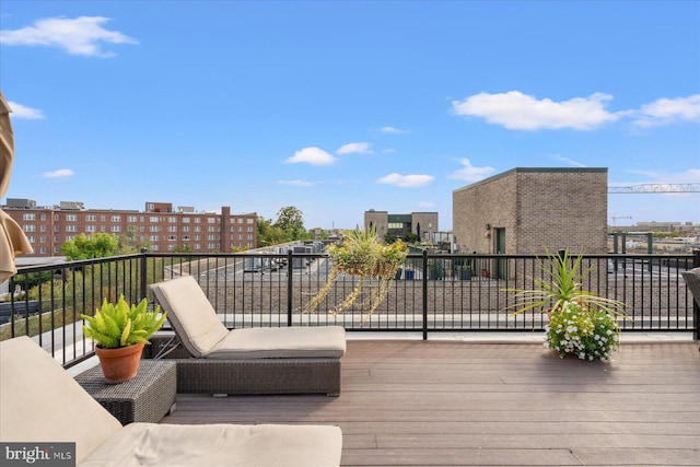 deck with a view of city