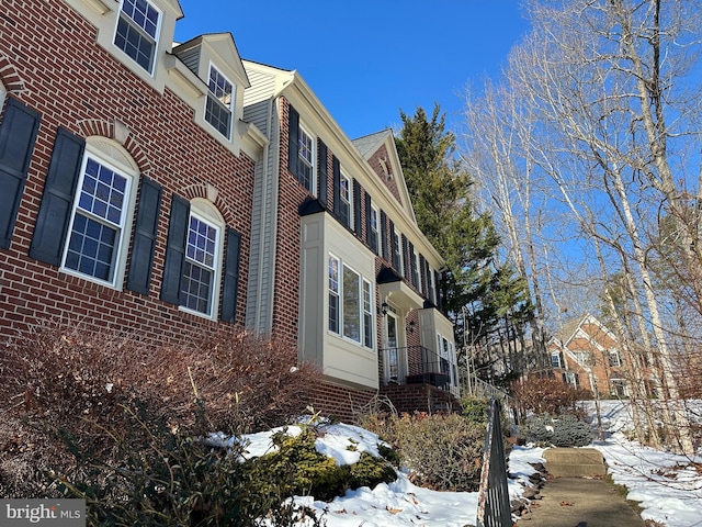 view of snow covered exterior