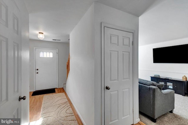 interior space with light hardwood / wood-style flooring