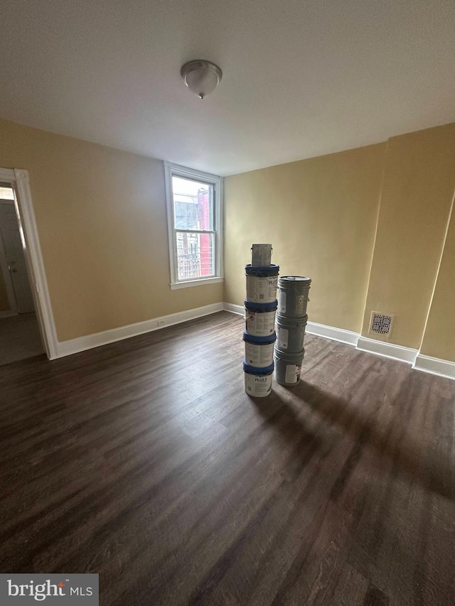 unfurnished living room featuring dark hardwood / wood-style flooring