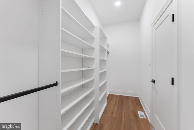 walk in closet featuring wood-type flooring