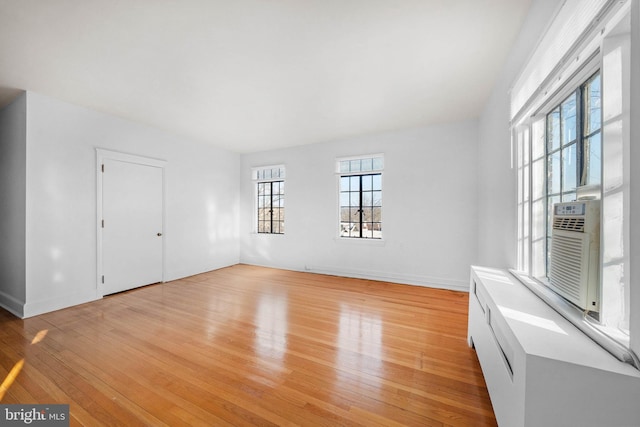 spare room featuring light hardwood / wood-style floors