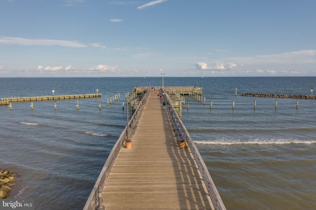 dock area featuring a water view