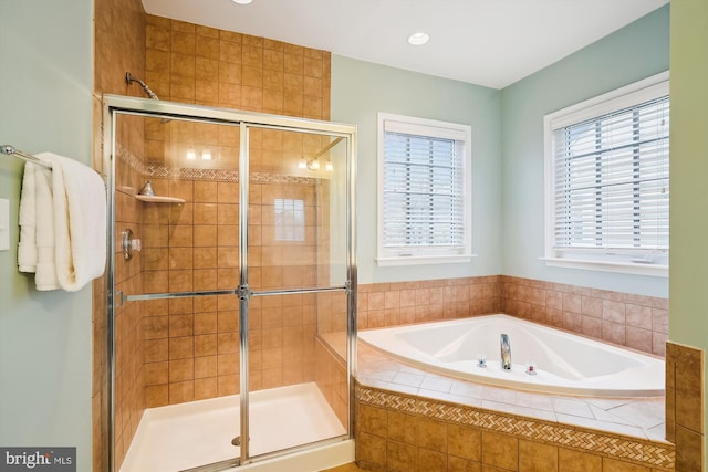 bathroom with independent shower and bath