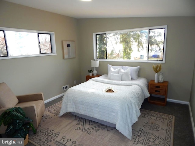 bedroom featuring multiple windows and carpet floors