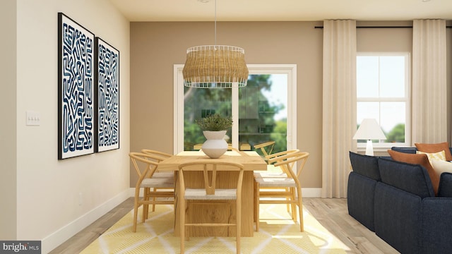 dining area with wood-type flooring