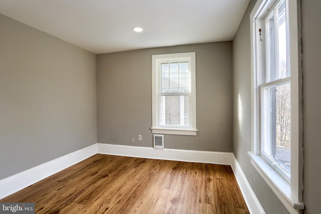 spare room with plenty of natural light and wood-type flooring