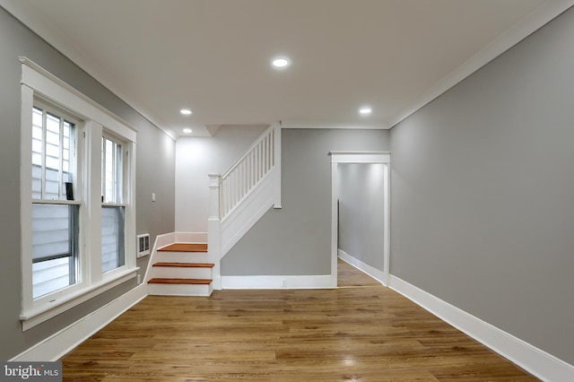 interior space with hardwood / wood-style flooring